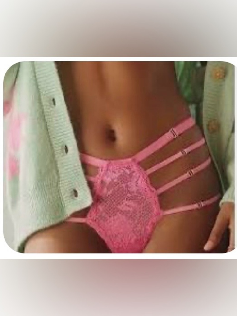 Cosabella Never Say Never "Tie Me Down" Strappy G-String in Rani Pink Sz M/L NWT